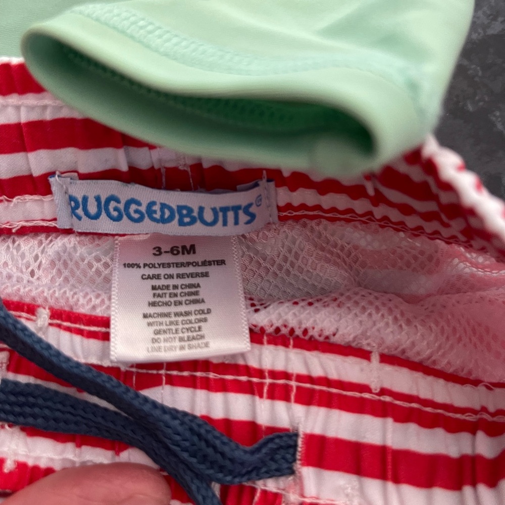 Rugged Butts 3-6 month Swim trunks & rash guard. - Picture 2 of 4